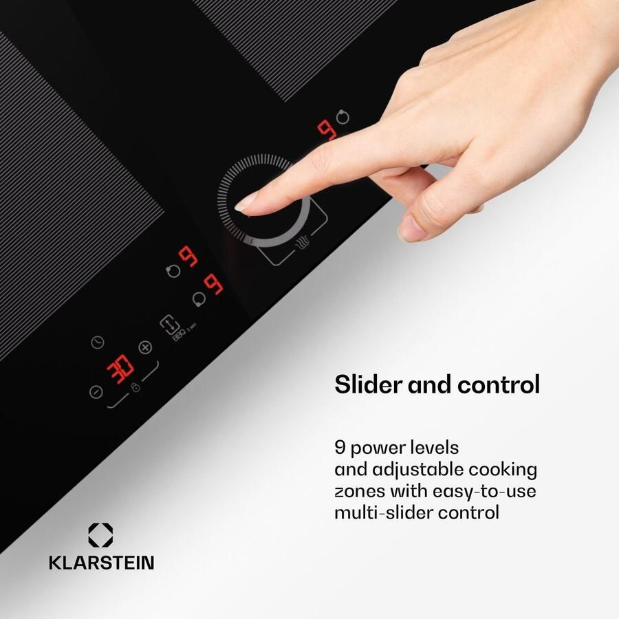 Klarstein inductiekookplaat 4 velden inbouw inductiekookplaat met 4 kookvelden 7000 watt inductie kookplaat inductie kookplaat met touch bediening & timer efficiënt elektrisch inductiefornuis 52 cm voor Keuken Flexzone Kinderslot - Foto 3