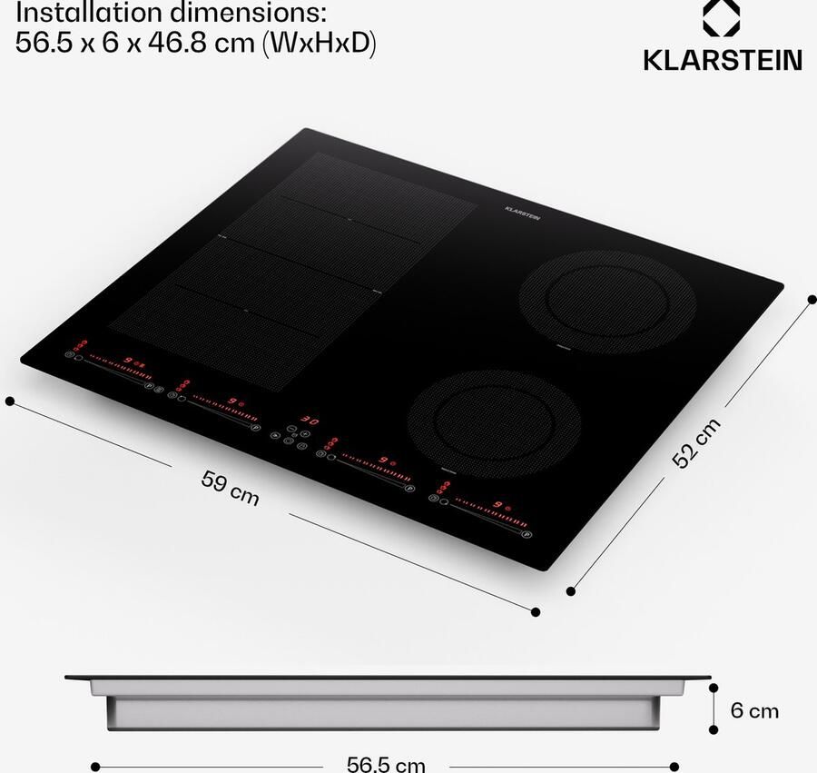 Klarstein Induktionskochfeld 4 Platten Glaskeramik Induktionskochfeld met 4 Kochfelder 7200W Induktionskochfeld 60cm Herd met Touch Control & Überhitzungsschutz Effizientes Glaskeramikkochfeld – geschikt voor thuisfitness en sportschoolgebruik d - Foto 2