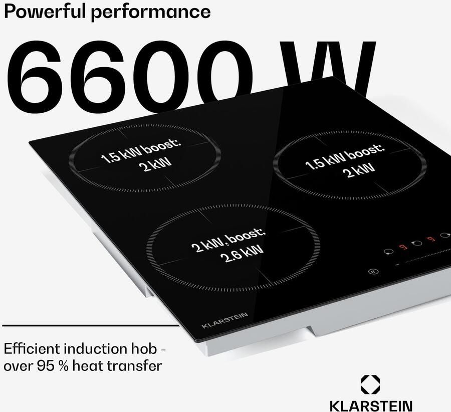 Klarstein Inductiekookplaat Delicatessa 3 Zonen inbouw Induktionskochplatte 6600W met Boostern Slider touchbediening Timer & kinderbeveiliging Schwarzes glaskeramiek compact 45cm design 3 Zones voor Keuken Kinderslot Restwarmte-Indicator