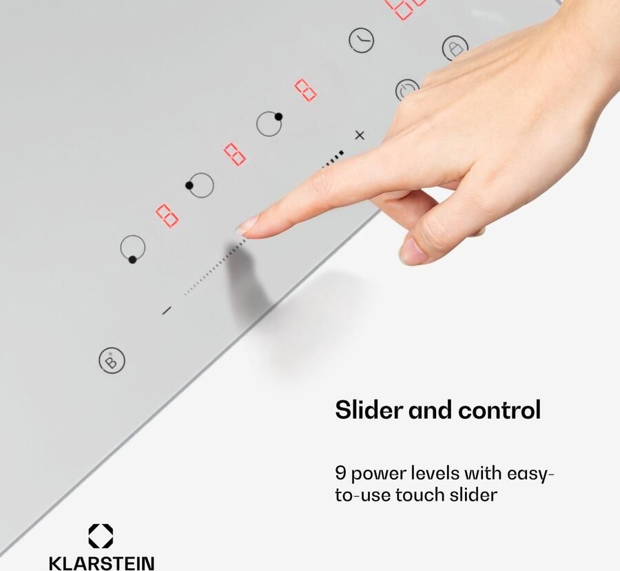 Klarstein Inductiekookplaat Delicatessa 3 Zonen inbouw Induktionskochplatte 6600W met Boostern Slider touchbediening Timer & kinderbeveiliging wit compact 45cm design 3 Zones voor Keuken Kinderslot Restwarmte-Indicator