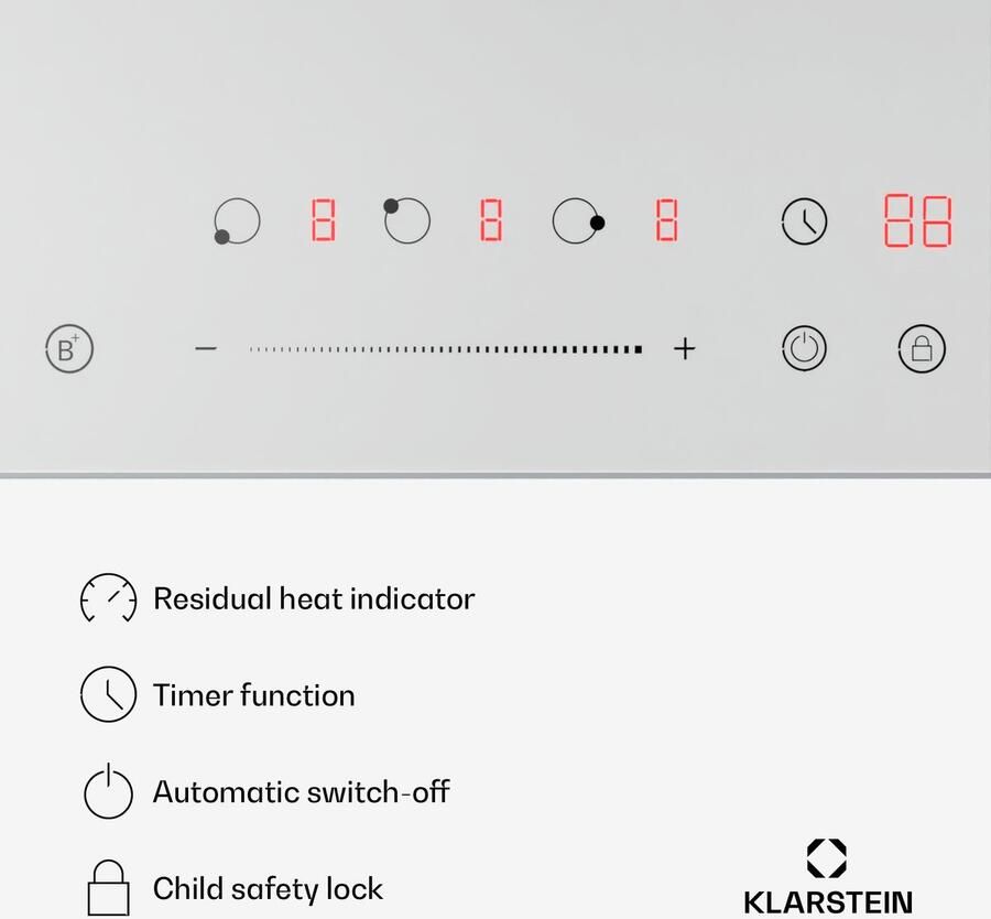 Klarstein Inductiekookplaat Delicatessa 3 Zonen inbouw Induktionskochplatte 6600W met Boostern Slider touchbediening Timer & kinderbeveiliging wit compact 45cm design 3 Zones voor Keuken Kinderslot Restwarmte-Indicator - Foto 3