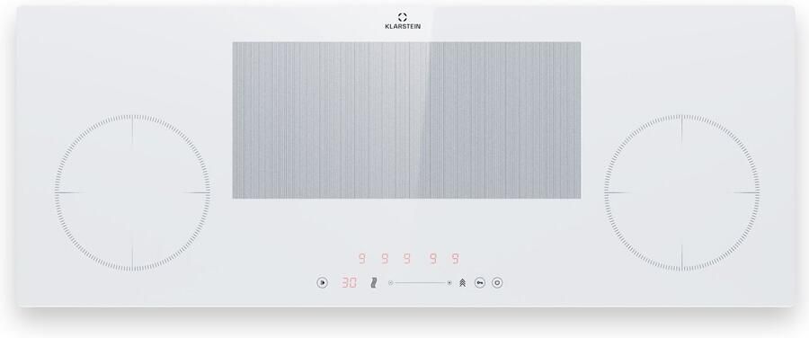 Klarstein Inductiekookplaat Delicatessa 90 Slim Hybrid 4-Zones 7000 W Thermo Boost Wit Kookveld 90 cm Touch Timer Flexzone Kinderslot Zwart glas Induction Hob Inductie Kookveld