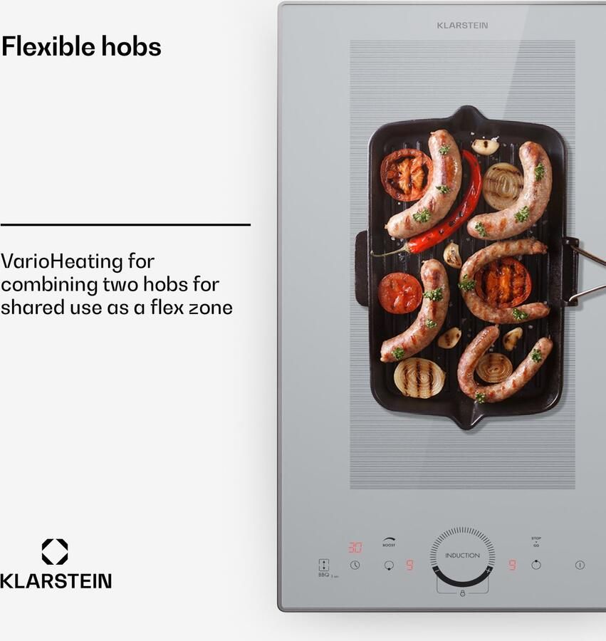 Klarstein Inductiekookplaat Delicatessa Slim Domino 3500W Inclusief Timer Minimaal Energieverbruik Meerdere Beveiligingen glaskeramisch Oppervlak Kinderbeveiliging Krachtig ThermoBoost Functie Gemakkelijke Bediening Wit - Foto 1
