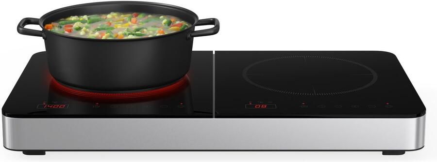 Klarstein Inductiekookplaat elektrische inductiekookplaat met 2 platen mobiel 3500 W inductiekookplaat voor kamperen en thuis 2 inductiekookplaten draagbaar moderne dubbele inductiekookplaat Zwart Induction Hob