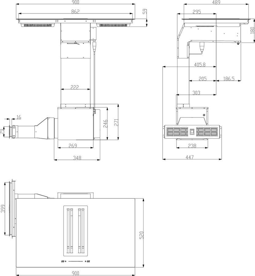 Klarstein Inductiekookplaat Full House 2.0 Down Air systeem + Afzuigkap 271 m³ h Roestvrijstaal & glas Zwart 7000W 52 cm Inbouw voor Keuken Touch Timer Flexzone Kinderslot 9 Standen Aluminium Vetfilter Induction Hob - Foto 5