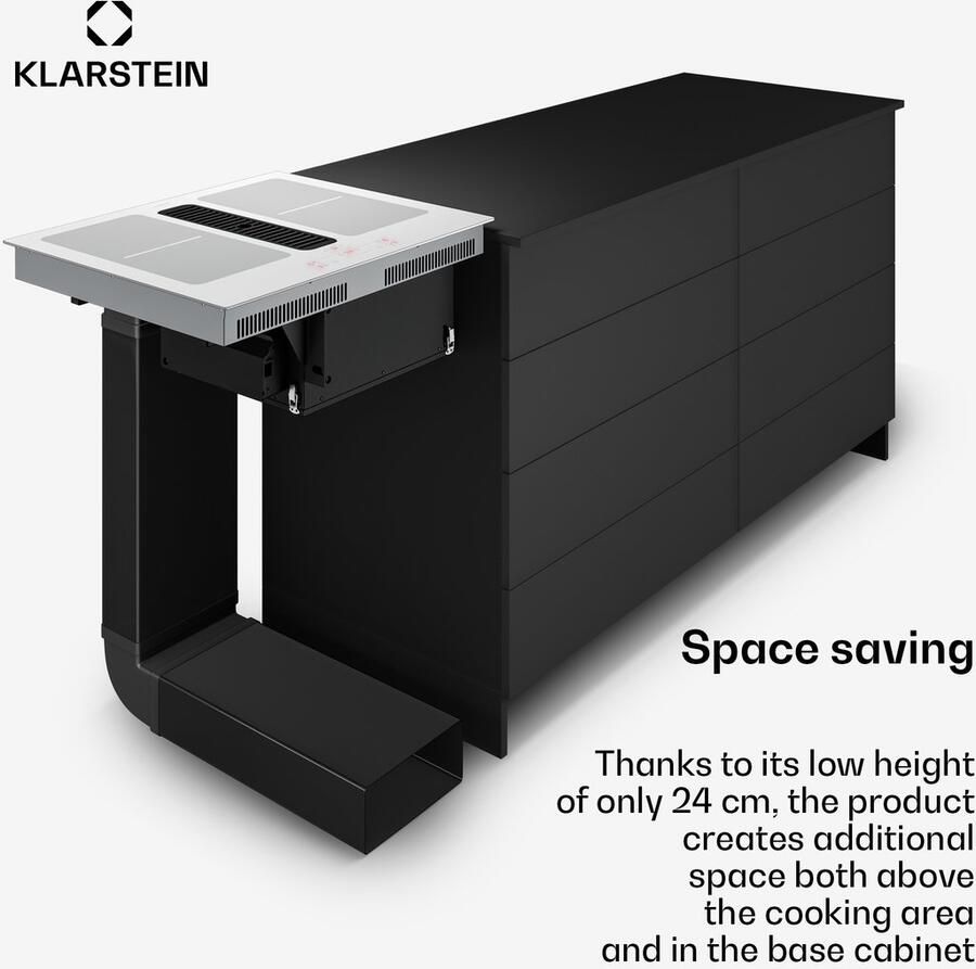 Klarstein Inductiekookplaat Full House met afzuiging 60 cm 4 zones flexzones 7335 W boost geïntegreerde downdraft afzuiging 530m³ h touch control timer kinderslot glaskeramiek wit Induction Hob Inductie Kookveld - Foto 4