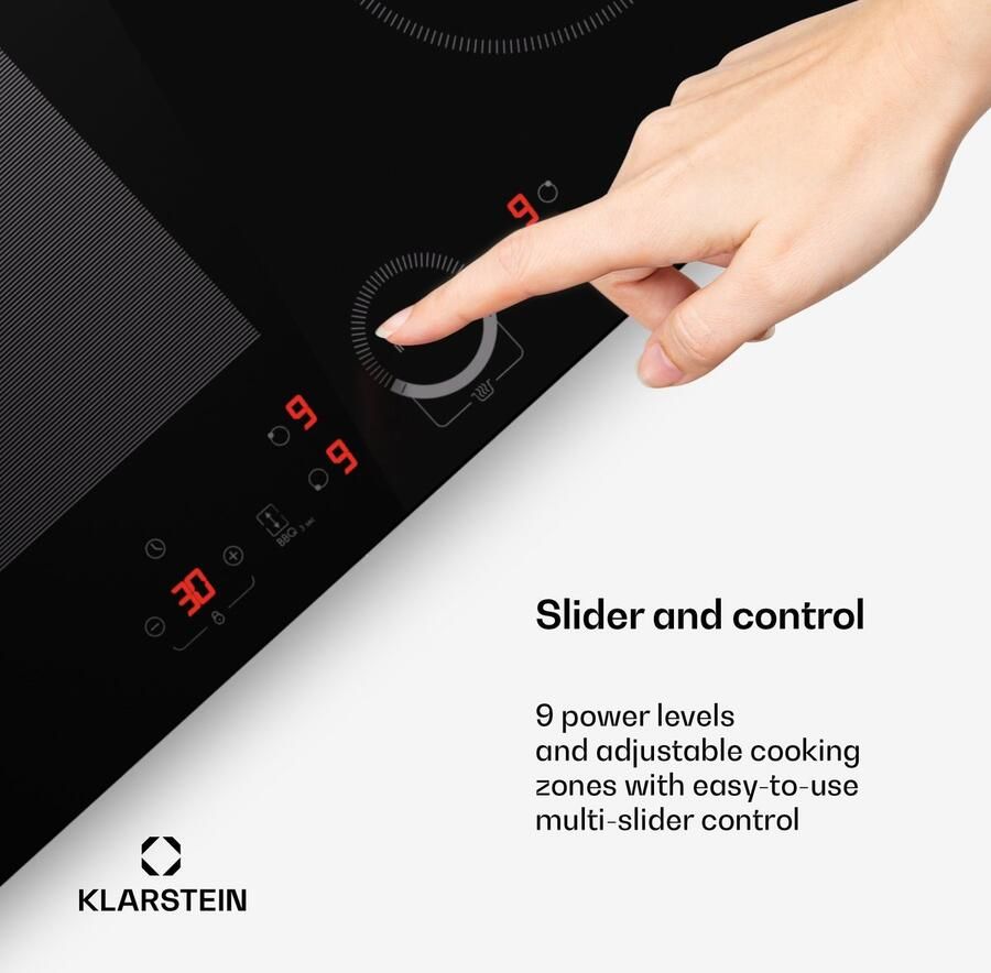 Klarstein inductiekookplaat glaskeramische kookplaat 7000 W inductiekookplaat met 4 velden ingebouwde inductiekookplaat met touch display en timer moderne kookvelden met oververhittingsbeveiliging Inbouw Kookplaat 52 cm Inbouw voor Keuken - Foto 4