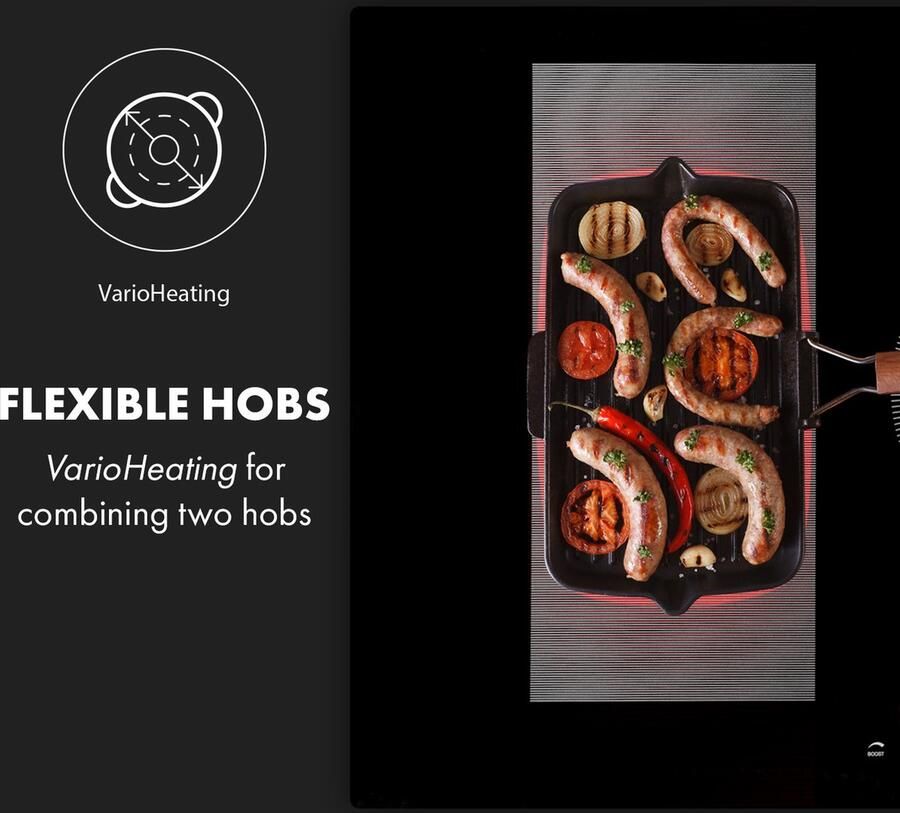 Klarstein Inductiekookplaat Inbouw – Glaskeramische Inductie Kookplaat met 5 Kookzones Touch Display Digitale Timer en Snelle Opwarming Energiezuinige Inbouwkookplaat voor Grote Keukens Vermogen 9000W