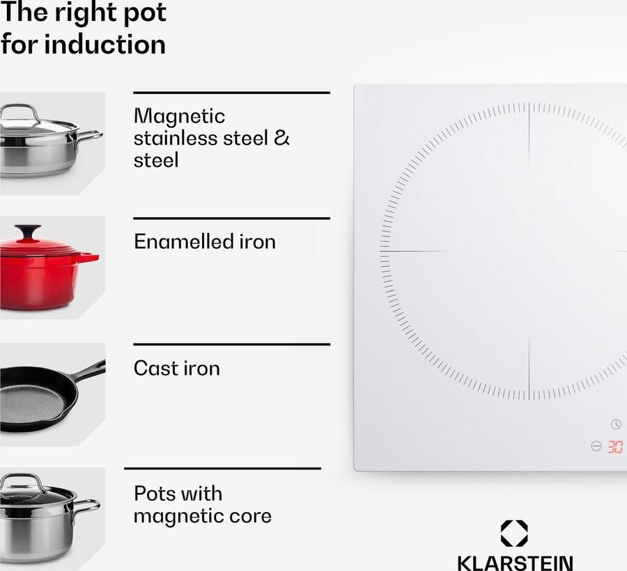 Klarstein Inductiekookplaat inductie kookplaat 3 velden inbouw inductie kookplaat met 3 kookvelden 7000 watt inductiekookplaat met touch bediening & timer efficiënt elektrisch inductiefornuis Inbouw Kookplaat 6000W 40 cm voor Keuken - Foto 3