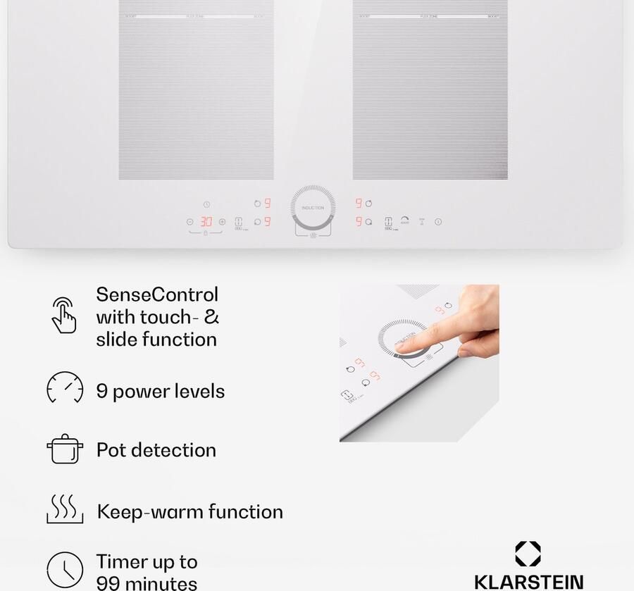 Klarstein Inductiekookplaat inductie kookplaat 4 velden inbouw inductie kookplaat met 4 kookvelden 7000 watt inductie kookplaat inductie kookplaat met touch bediening & timer efficiënt elektrisch inductiefornuis 52 cm voor Keuken - Foto 3
