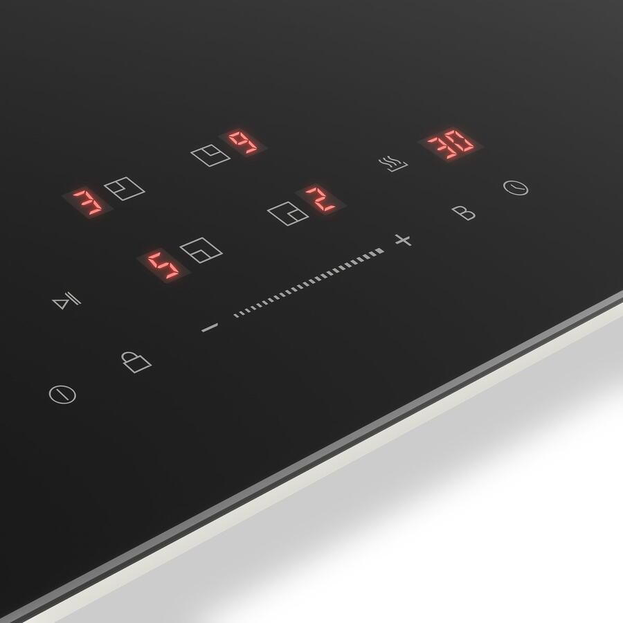 Klarstein Inductiekookplaat PowerGlide 60 cm inbouw 4 zones 7400 W boost touchslider timer kinderslot krasvast mat glas restwarmte-indicator inductiekookplaat Kookveld Induction Hob Inductie Kookveld