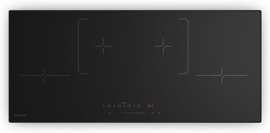 Klarstein Inductiekookplaat Velaire 4-zone inbouw inductiekookplaat 7000 W boost touchbediening timer kinderslot warmte-indicator 90 cm keramisch glas strak design voor Keuken Restwarmte-Indicator Induction Hob - Foto 3