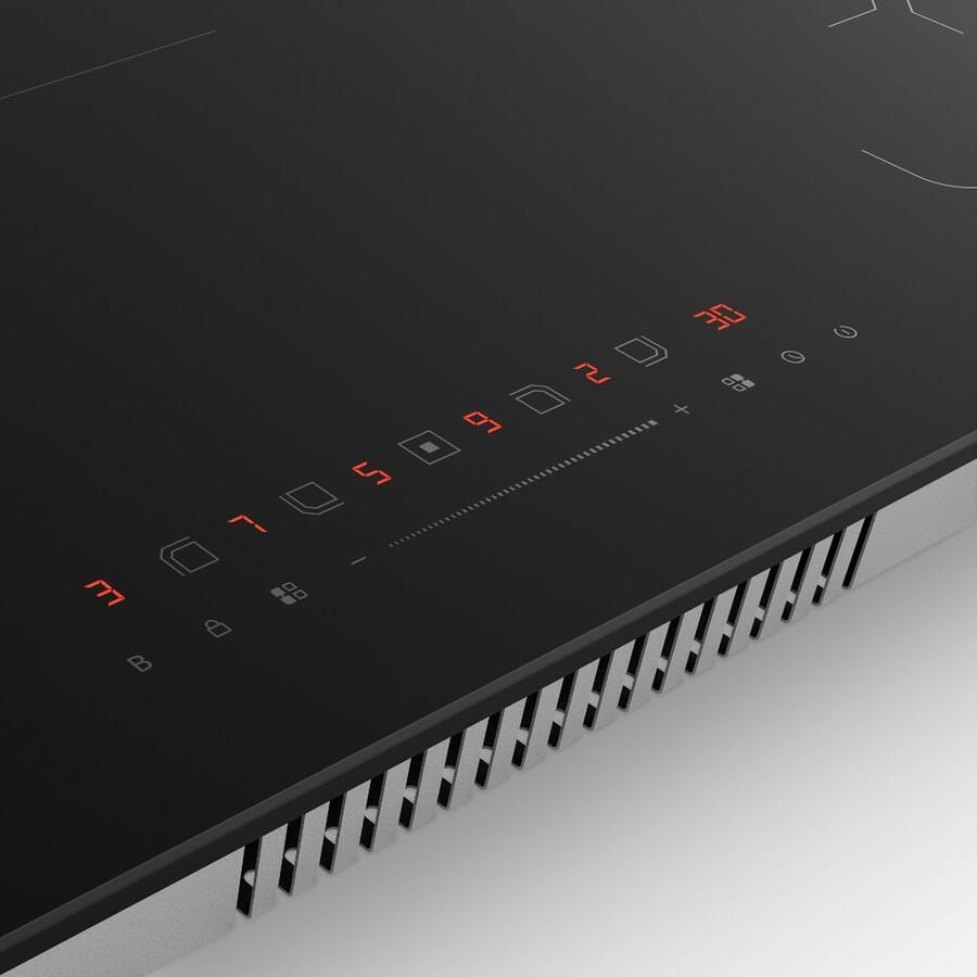 Klarstein Inductiekookplaat Velaire 5-pits inbouw inductiekookplaat 7200 W boost touchbediening timer kinderslot warmte-indicator glazen oppervlak 90 cm voor Keuken Restwarmte-Indicator Induction Hob Inductie Kookveld