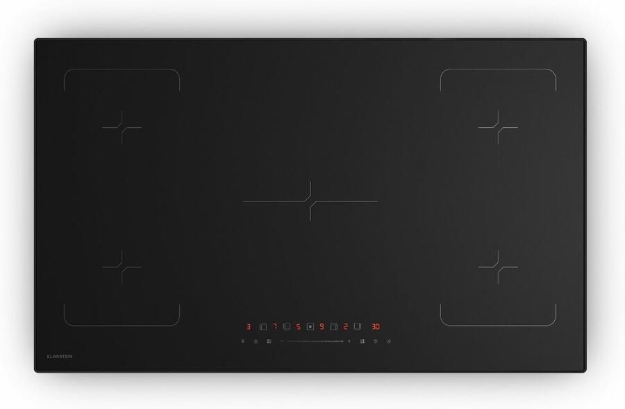 Klarstein Inductiekookplaat Velaire 5-pits inbouw inductiekookplaat 7200 W boost touchbediening timer kinderslot warmte-indicator glazen oppervlak 90 cm voor Keuken Restwarmte-Indicator Induction Hob Inductie Kookveld - Foto 4
