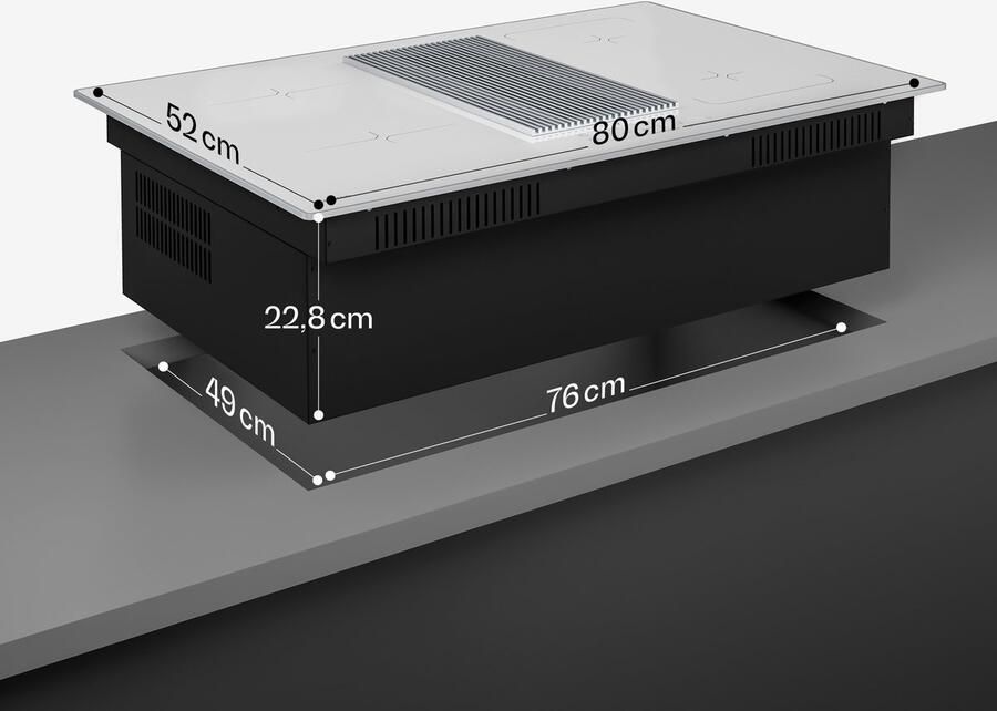 Klarstein Inductiekookplaat Velaire met afzuigkap 80 cm 4 zones 8400 W boost touchslider flexzone ingebouwde afzuigkap timer kinderslot restwarmte-indicator voor Keuken Schuifregelaar Induction Hob Inductie Kookveld - Foto 3