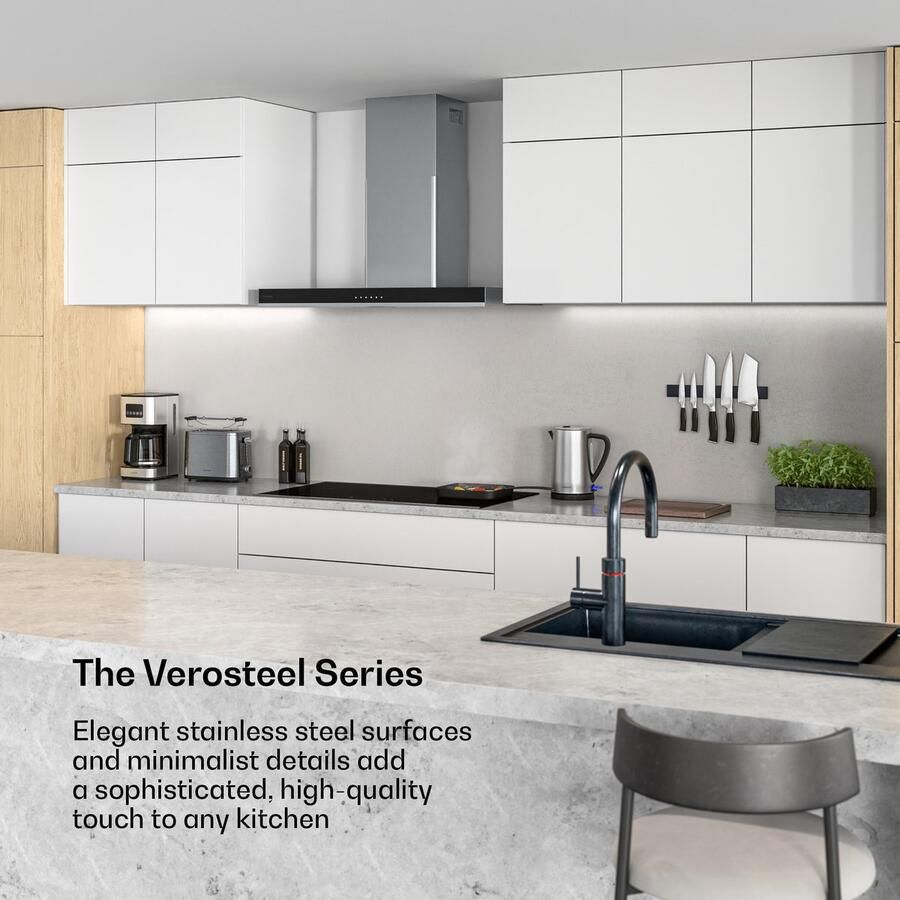 Klarstein Inductiekookplaat Verosteel 90 cm inbouw 5 zones 12200 W boost touchbediening timer kinderslot warmte-indicator zwart glas en aluminium Kookveld 12.200W voor Keuken Restwarmte-Indicator RVS Induction Hob - Foto 3