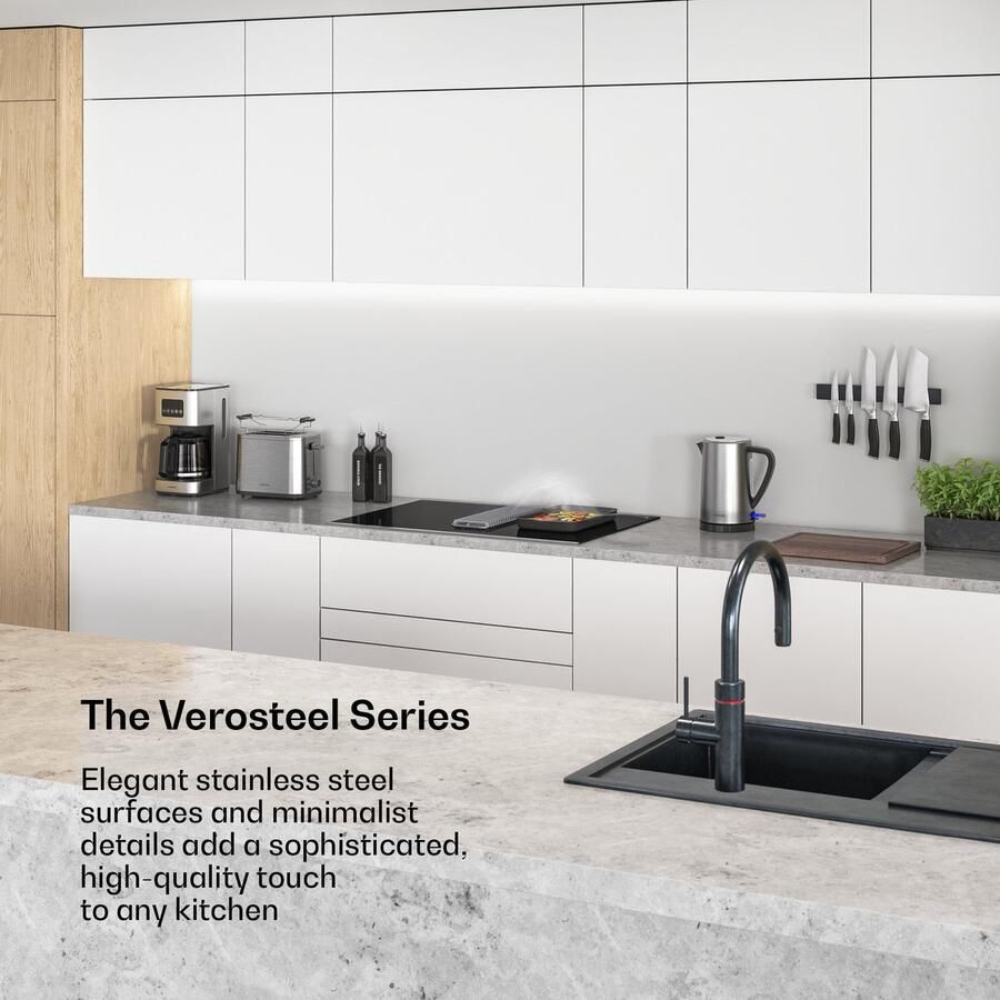 Klarstein Inductiekookplaat Verosteel met afzuigkap 80 cm 4 zones 7400 W ingebouwde afzuigkap 590 m³ u touchbediening timer kinderslot pannenherkenning zwart glas Kookveld 8400W voor Keuken Restwarmte-Indicator RVS - Foto 2