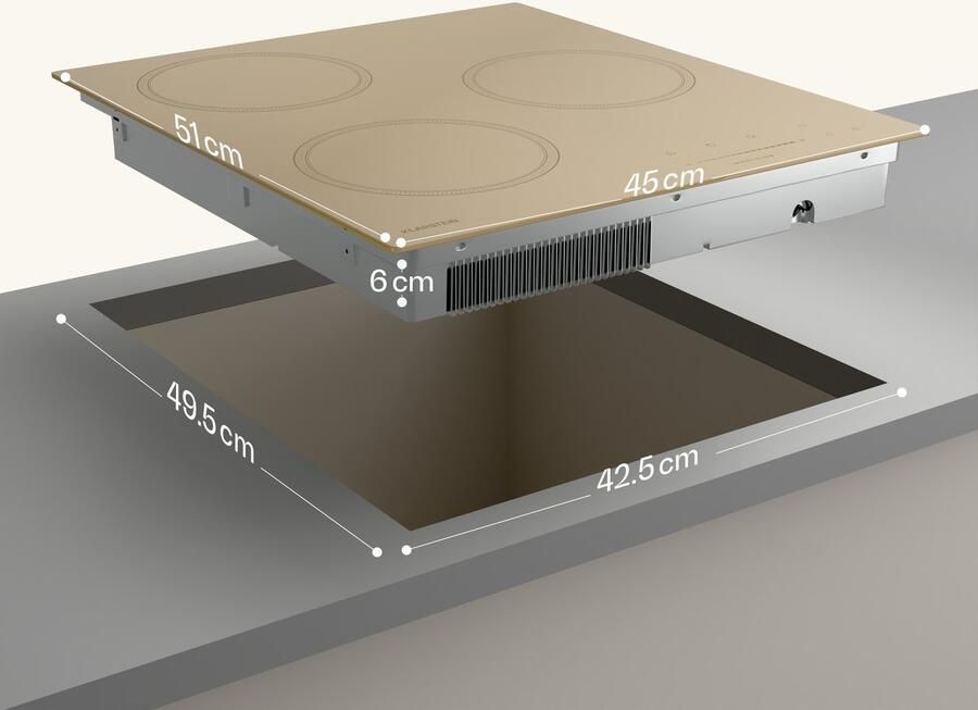 Klarstein Inductiekookplaat Victoria – 3 Zonen inbouw inductiekookplaat 6.600 W Mit Boostern Touch Schieberegler Timer Und kinderbeveiliging Beige compact 45 cm design 6600W 3 Zones voor Keuken Kinderslot Restwarmte-Indicator