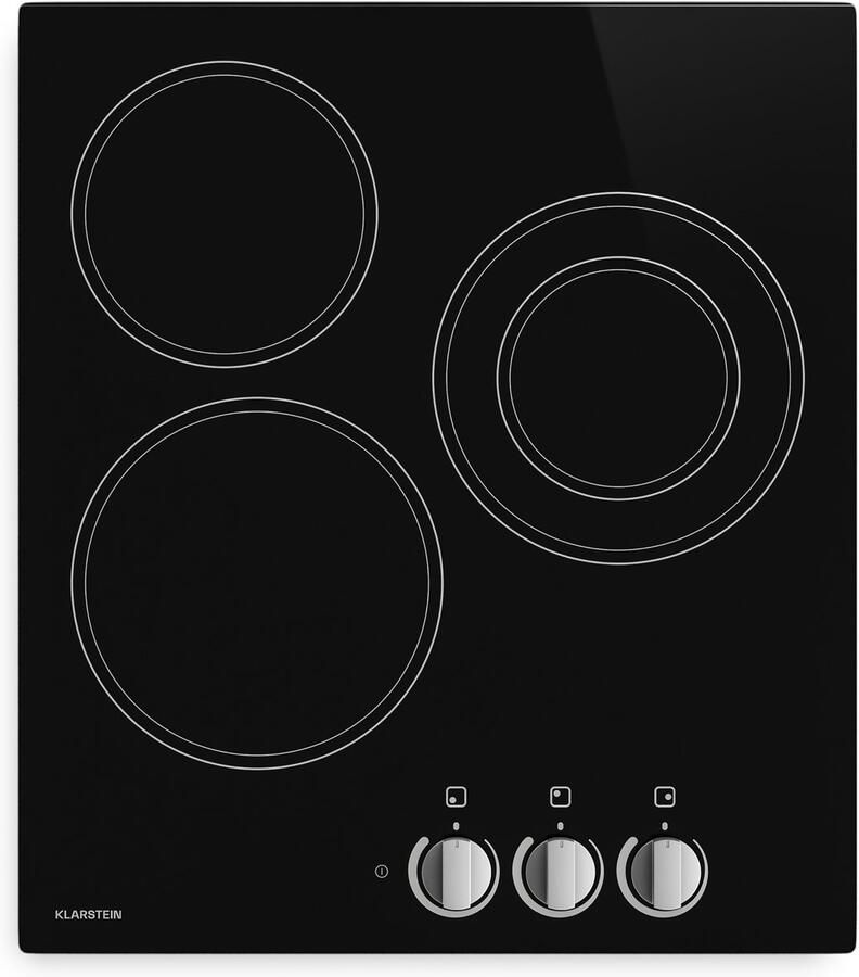 Klarstein keramische kookplaat 45 cm glazen oppervlak elektrische kookplaat met 3 zones en dubbele zone draaiknoppen 4700 W restwarmte-indicator en kinderslot makkelijk schoon te maken kookplaat