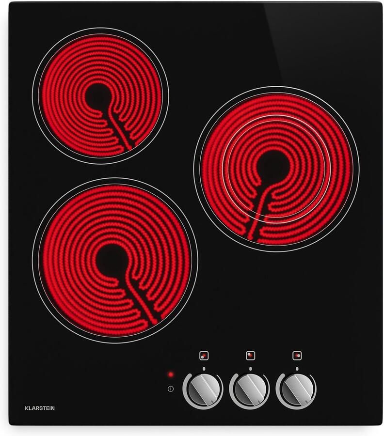 Klarstein keramische kookplaat 45 cm glazen oppervlak elektrische kookplaat met 3 zones en dubbele zone draaiknoppen 4700 W restwarmte-indicator en kinderslot makkelijk schoon te maken kookplaat - Foto 4