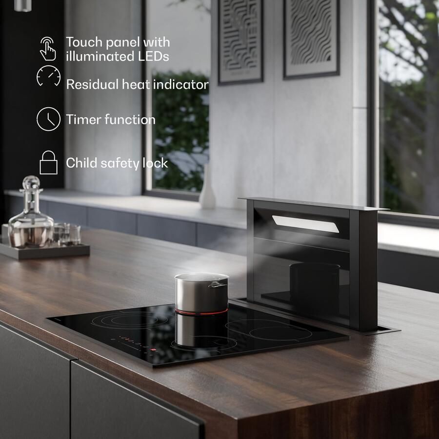 Klarstein keramische kookplaat 60 cm 4-pits elektrische kookplaat met touchbediening 6700 W timer en kinderslot warmte-indicator glazen oppervlak strak design voor moderne keukens