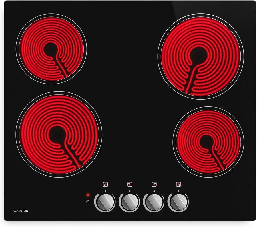 Klarstein keramische kookplaat 60 cm 4-zone elektrische kookplaat met draaiknoppen 5800 W restwarmte-indicator kinderslot en automatische uitschakeling makkelijk schoon te maken glazen oppervlak voor moderne keukens - Foto 2