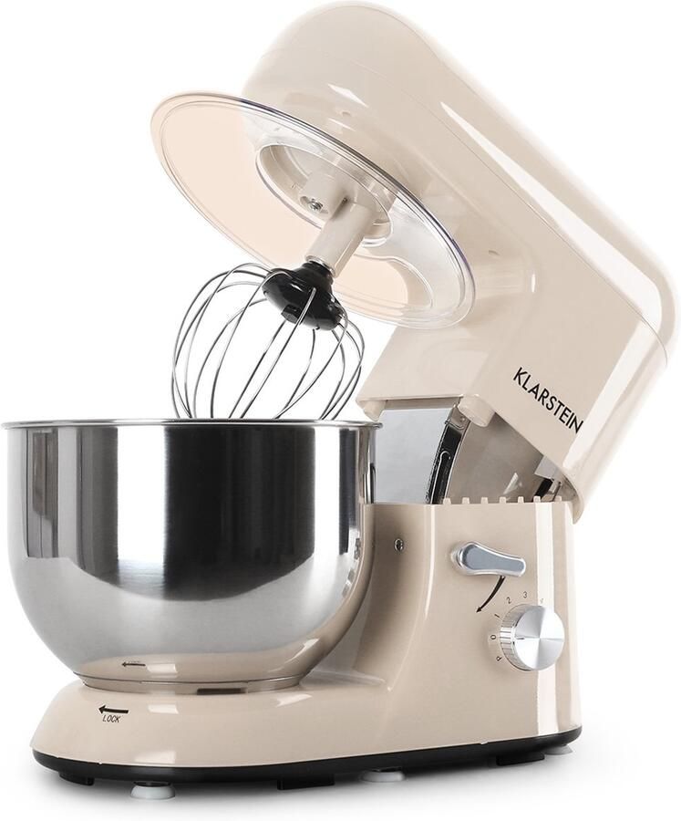 Klarstein Bella staande mixer 5 L keukenmixer voor bakken met mengkom 2000 W keukenrobot met klopper deeghaak garde en mengkom keukenmixer met 6 snelheden en planetaire mengbeweging elektrische mixer voor brood en banket bakken