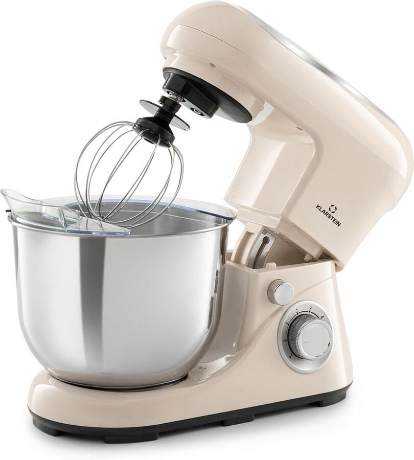 Klarstein Knetmaschine Küchenmaschine zum Backen 1300W Teigmaschine Klein 6 Stufen Schneebesen Rühr & Knethaken 5L Schüssel Planetenrührwerk Rührmaschine met Mixer Küchenmaschinen voor Brotteig – geschikt voor thuisfitness en sportschoolgebrui