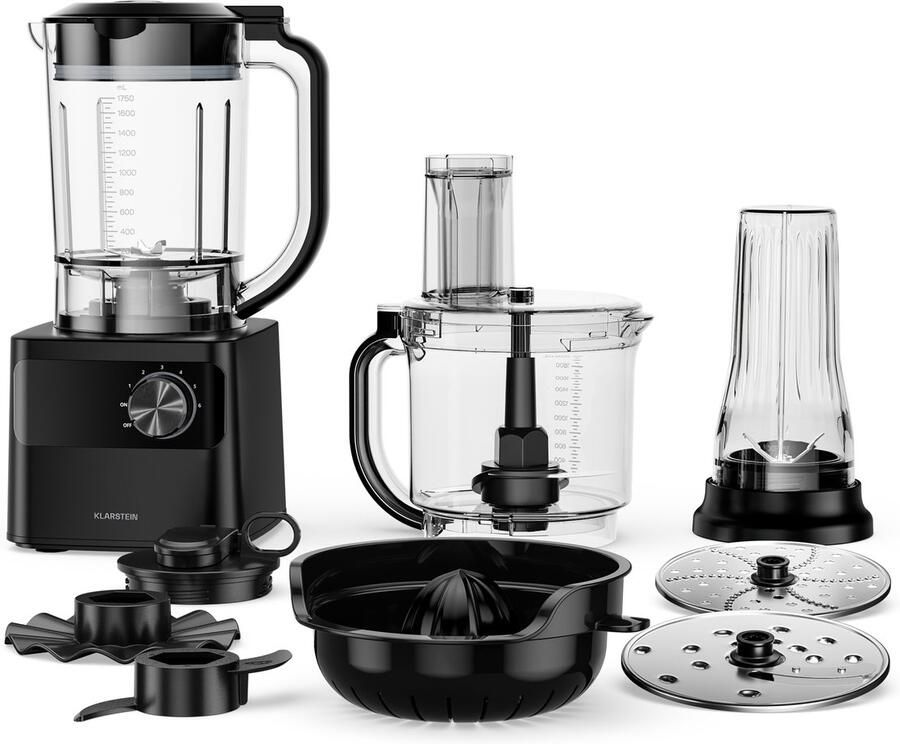 Klarstein Keukenmachine Velaire met mixer – 1200 W multifunctionele keukenmachine 2-liter kom 1 75-liter mixer 6 programma's en snelheden sapcentrifuge en vleesmolen opzetstukken 2L voor Keuken Knetmaschine Rührmaschine - Foto 3