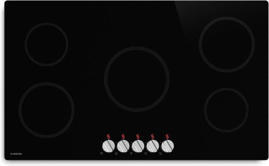 Klarstein Kochheld 90 cm inductiekookplaat 5-zone elektrische inductiekookplaat 8700 W boost draaiknopbediening restwarmte-indicator oververhittingsbeveiliging glaskeramische kookplaat zwart - Foto 5