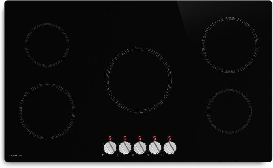 Klarstein Kochheld 90 cm inductiekookplaat 5-zone elektrische inductiekookplaat 8700 W boost draaiknopbediening restwarmte-indicator oververhittingsbeveiliging glaskeramische kookplaat zwart