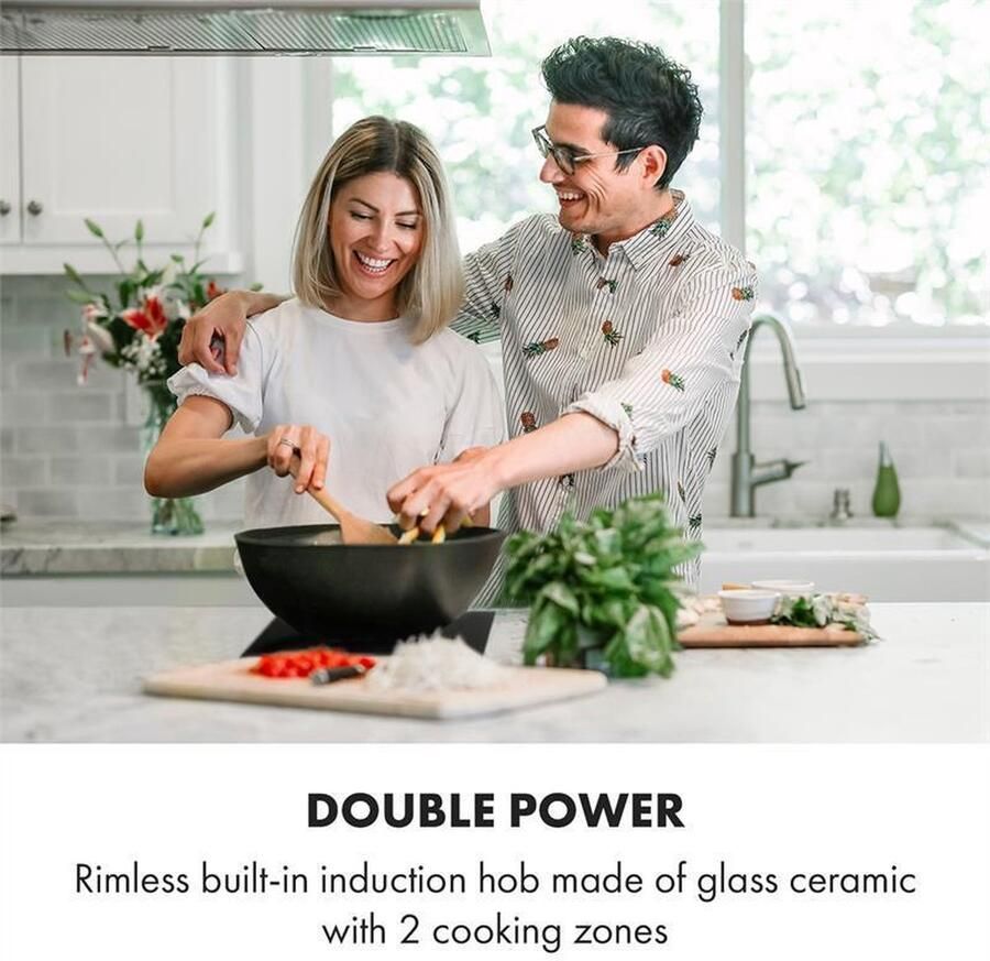 Klarstein Kochheld Dubbele Inductiekookplaat 2900 W Draaiknoppen Twee Kookvelden Compacte Afmetingen Krachtig Mooi Gevormd En Eenvoudig In Gebruik Eenvoudige Reiniging Controlelampen Glaskeramisch Oppervlak Zwart