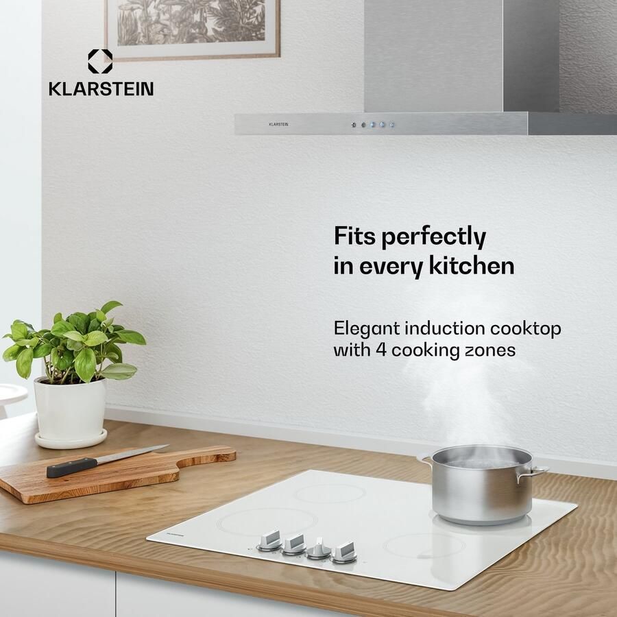 Klarstein Kochheld inductiekookplaat 4-pits elektrische inductiekookplaat 7000 W boost draaiknopbediening matglas oververhittingsbeveiliging restwarmte-indicator 60 cm glaskeramische kookplaat zwart