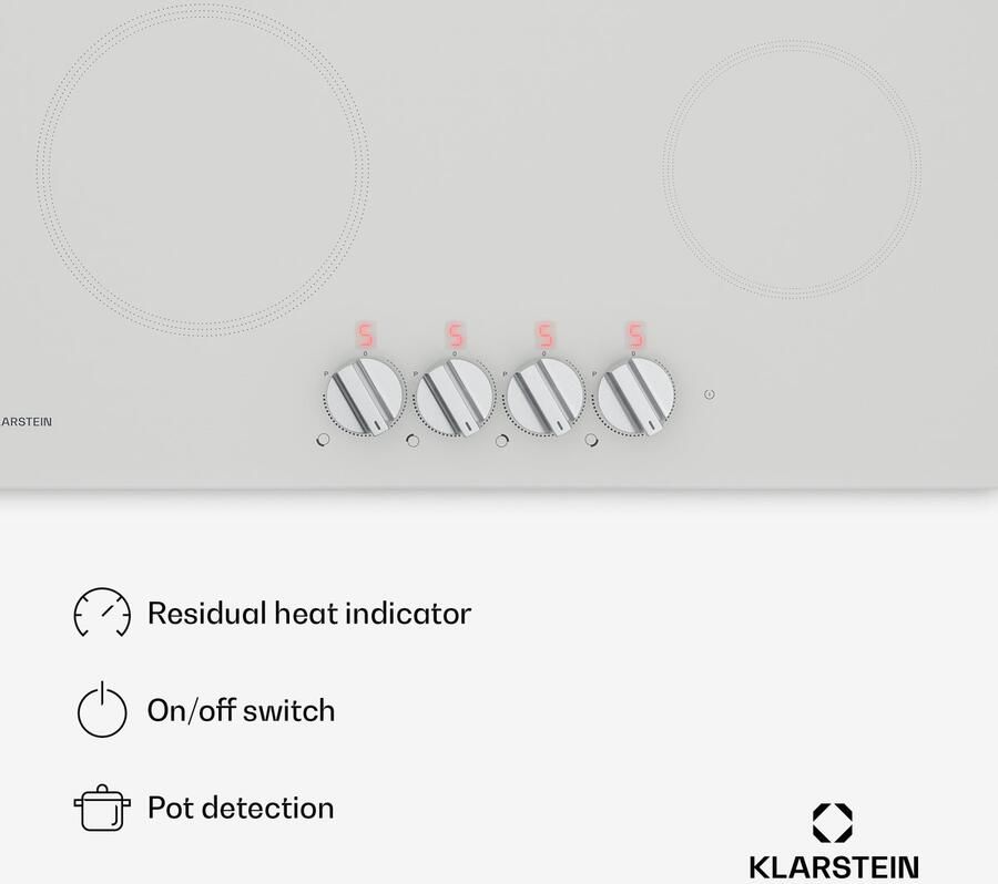 Klarstein Kochheld inductiekookplaat 4-pits elektrische inductiekookplaat 7000 W boost draaiknopbediening matglas oververhittingsbeveiliging restwarmte-indicator 60 cm glaskeramische kookplaat zwart - Foto 4