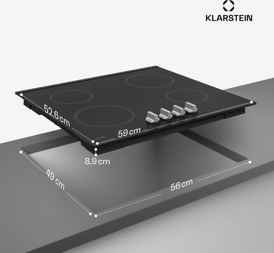 Klarstein Kochheld inductiekookplaat 4-pits elektrische inductiekookplaat 7200W boost draaiknopbediening matglas oververhittingsbeveiliging restwarmte-indicator 60 cm kookplaat - Foto 3