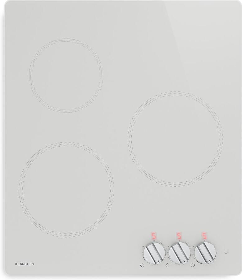 Klarstein Kochheld inductiekookplaat Elektrische inductiekookplaat met 3 zones 5700 W boost draaiknopbediening restwarmte-indicator oververhittingsbeveiliging keramisch glas 45 cm inbouwkookplaat wit