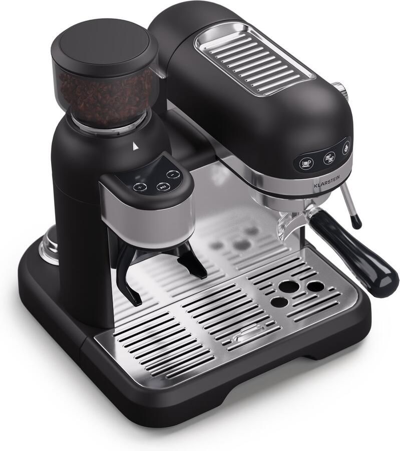 Klarstein Koffiemachine Espresso portafiltermachine met melkopschuimer 1 4 L retro mini-espressomachine met filterhouder 1550W koffiezetapparaat klein melktank thermoblock voor cappuccino 20 Bar voor Keuken LED