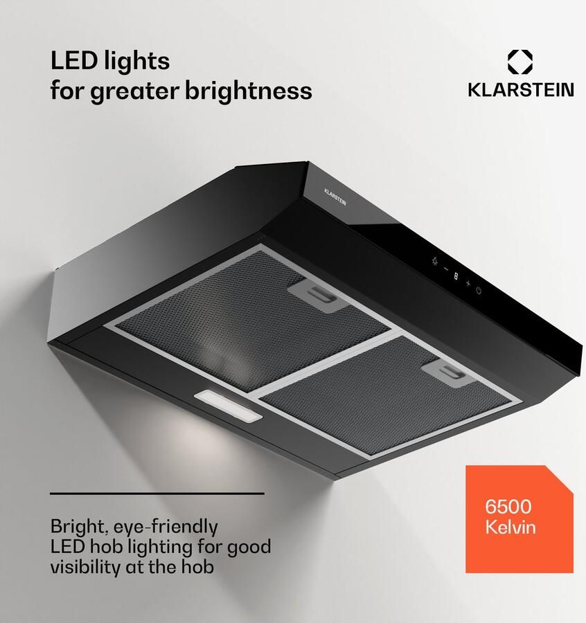 Klarstein Dunstabzugshaube 60cm Abluft Dunstabzugshaube Dunstabzug met Filter Spülmaschinenfest LEDs & Touch Bedienfeld Leise Abzugshaube met 175 m³ h Luftstrom Effizienter Edelstahl Dunstabzug – geschikt voor thuisfitness en sportschoolgebruik