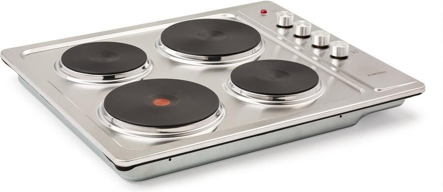 Klarstein Appetito Massekochfeld Einbau Restwärmeanzeige Drehknöpfe 6 Leistungsstufen Elektrisch Herdplatten Edelstahl 4 Platten Zonen 5500 Watt silber – geschikt voor thuisfitness en sportschoolgebruik duurzame constructie eenvoudig te mo - Foto 4