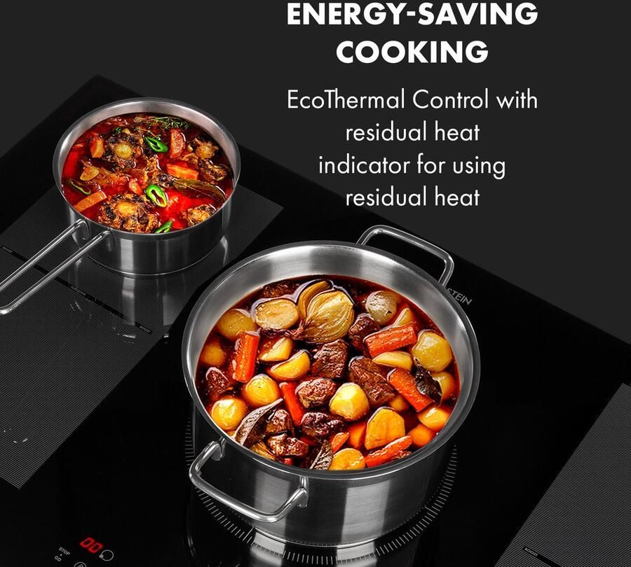 Klarstein Delicatessa 90 Flex- Inbouw Kookplaat Inductie 5 Kookzones 7400W Minimaal Energieverbruik Glaskeramische Kookplaat Onderhoudsvriendelijk Flexibele Kookplaten Slider-Functie Krachtig Elegant Design Zwart - Foto 2