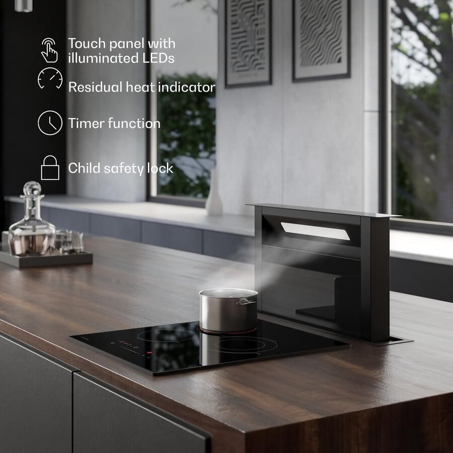 Klarstein Kookplaat keramische 45 cm 3-zones glaskeramische kookplaat met touch slider 4100 W dubbele zone timer kinderslot glazen oppervlak elektrische kookplaat voor moderne keukens voor Keuken Restwarmte Kookveld - Foto 2