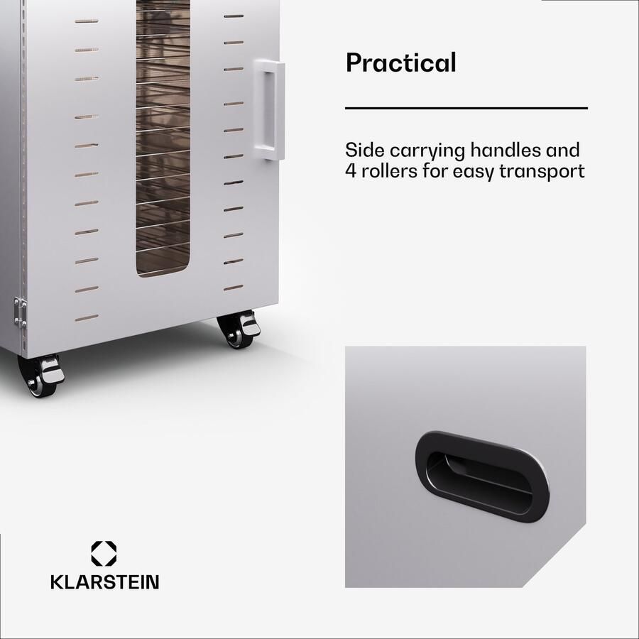 Klarstein Krachtige hetelucht food dehydrator met veel ruimte het gezonde & veilige keukenapparaat makkelijk te gebruiken & makkelijk schoon te maken als broodrooster & keukenmachine