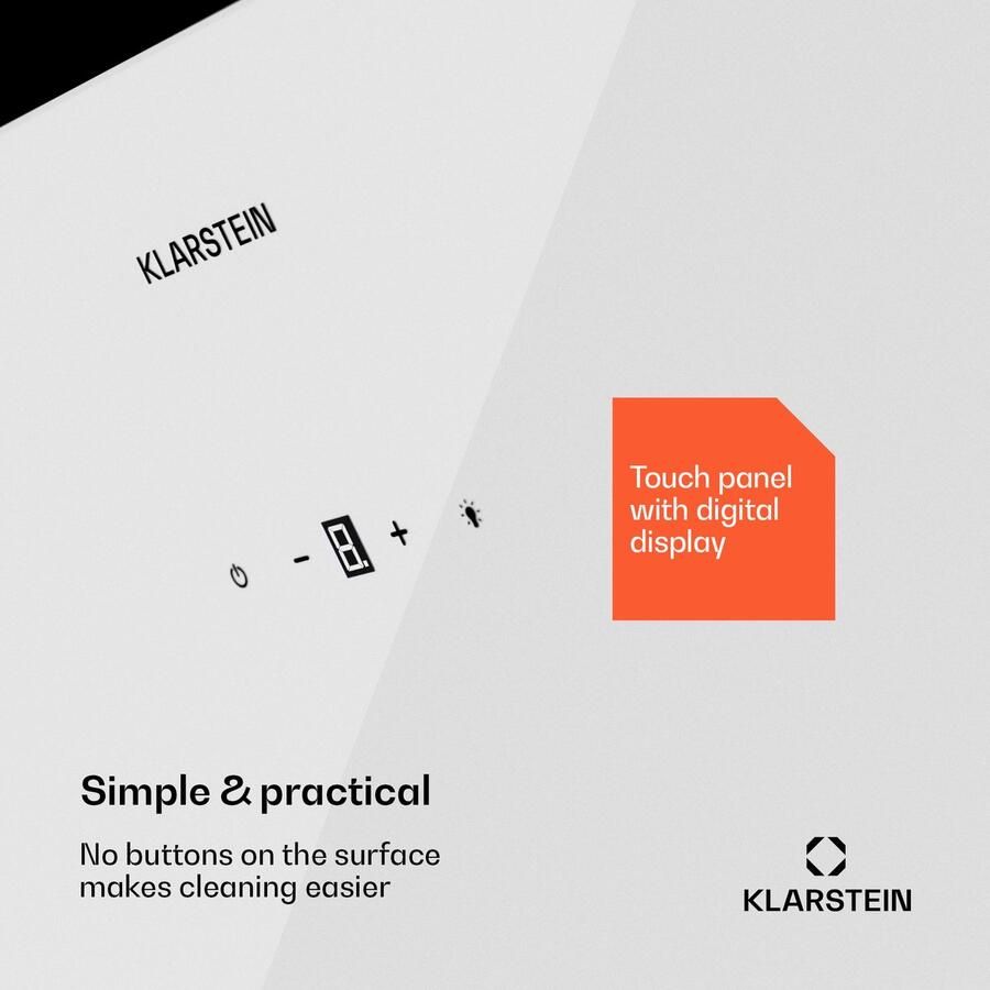 Klarstein Literaurel 90 Afzuigkap 90 cm breed Afvoer: 247 M³ H Touch bediening Wit