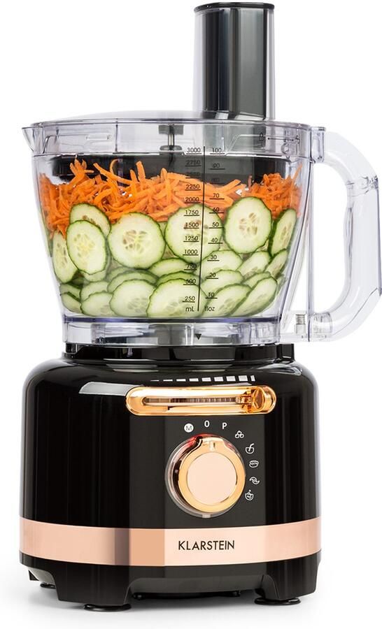 Klarstein Luca Multifunktionsmixer Standmixer Zerkleinerer Küchenreibe Saftpresse Food Processor 1000 Watt stufenlos 6 Modi BPA frei 3 Liter 3 l Messbecher Spatel Schwarz – geschikt voor thuisfitness en sportschoolgebruik duurzame constructi