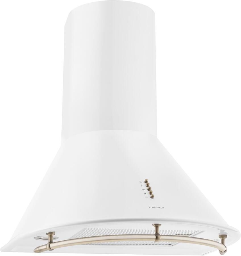 Klarstein Lumio Neo Retro Dunstabzugshaube Wandabzugshaube 60 cm breit Energieeffizienzklasse A Abluft Umluft 3 Leistungstufen max. Abluftleistung: 610 m³ h Edelstahl weiß – geschikt voor thuisfitness en sportschoolgebruik duurzame construct