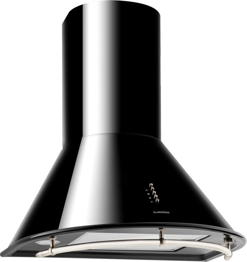 Klarstein Lumio Neo Retro Afzuigkap Wandafzuigkap Afzuigkap Energie-efficiëntieklasse A Breedte: 60 cm Afvoer Recirculatie Afzuigcapaciteit: 610 m³ h Roestvrijstalen Behuizing Zwart