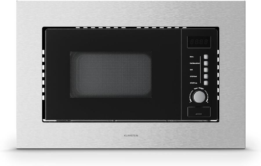Klarstein Magnetron Verosteel inbouwmagnetron met grill – 20 l 700 W & 800 W grill 8 programma's touchbediening roestvrij staal geïntegreerde magnetronoven 20L voor Keuken Timer RVS glas Display Microwave - Foto 2