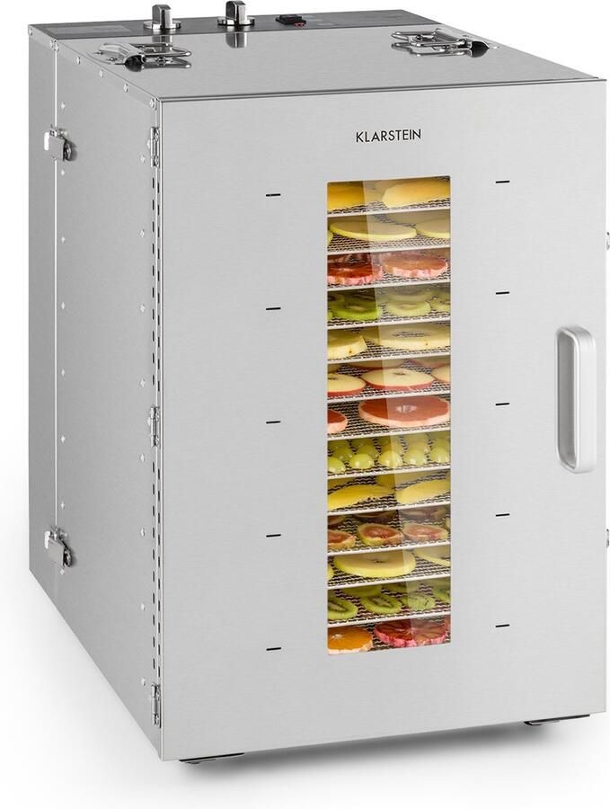 Klarstein Voedseldroger Master Jerky Dehydrator stufenlos regelbare temperatuur von 40 90 °C 15h Timer DigiSet Control 24 uit rvs voedseldroger met 5850W zilver Voedseldroger 5850W voor Fruit voor Vlees Droogautomaat - Foto 3