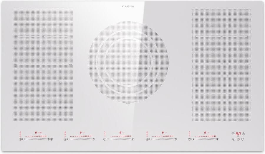 Klarstein Masterzone 90 Flex inductiekookplaat inbouw 4 Flexzones ThermoBoost Smart Flex technology Max. 12600 Watt Wit