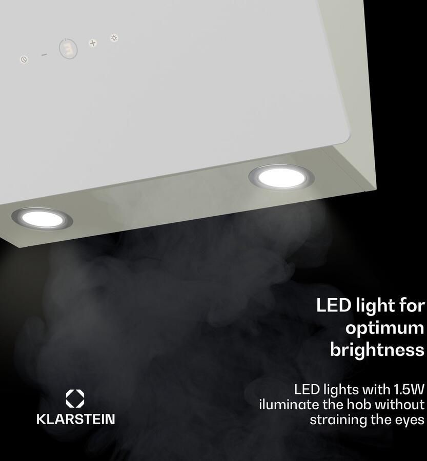 Klarstein MaxAir Afzuigkap Compacte 50cm Afzuigkap 300 m³ h Luchtstroom A++ Energie-efficiëntie Touch Control LED-verlichting Dubbele Ventilatie Vintage Cream - Foto 2